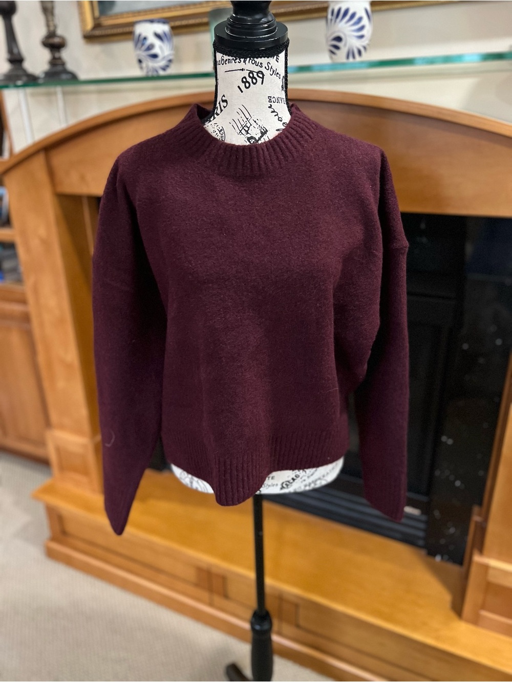 Zara Crewneck Women’s Sweater in Deep Burgundy